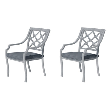 2 Piece Cast Aluminum Outdoor Dining Patio Chairs£¬Gray Cushion