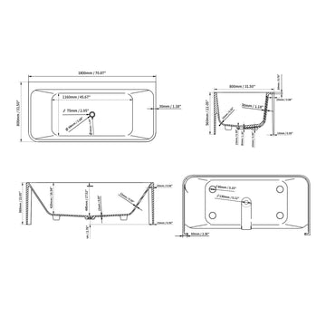 71 Inch Oval Matte White Artificial Stone Modern Style Freestanding and Built-in Soaking Bathtub