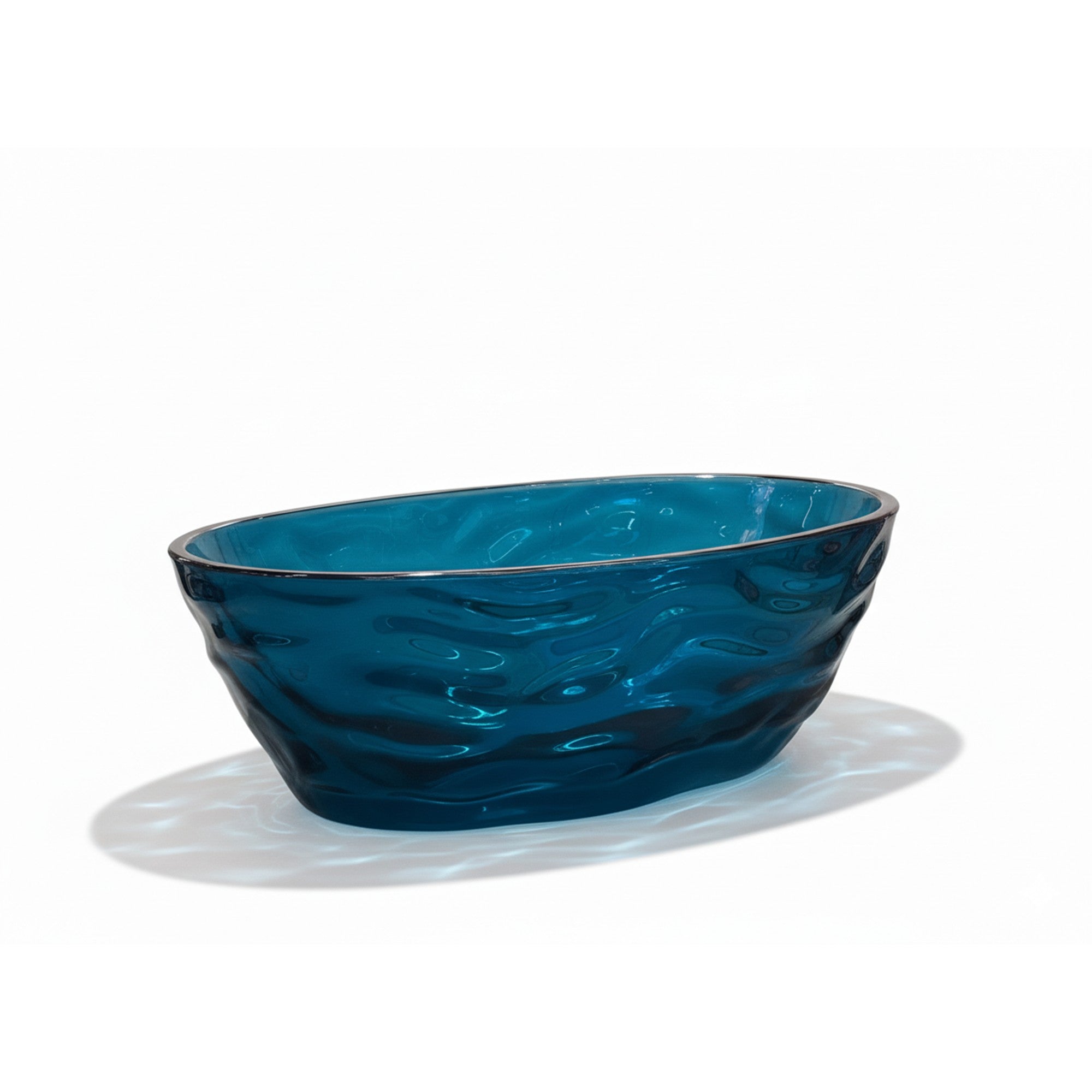 67 Inch Oval Lake Blue Resin Modern Style Freestanding Soaking Bathtub