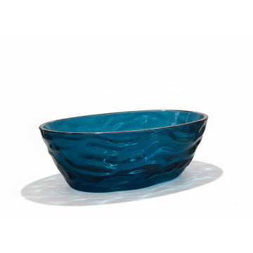 67 Inch Oval Lake Blue Resin Modern Style Freestanding Soaking Bathtub