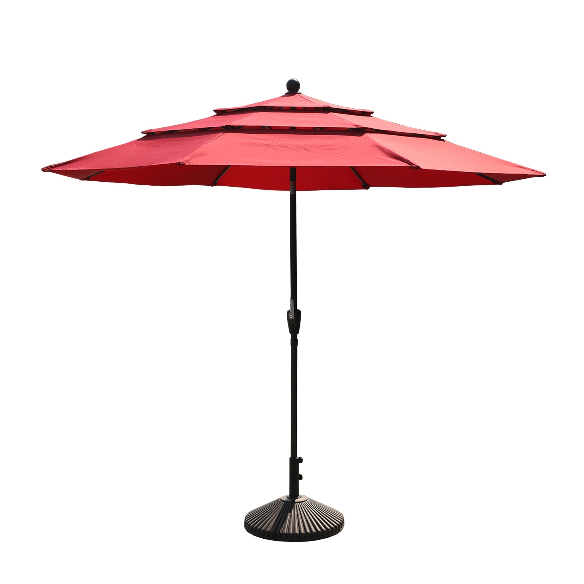 10 FT Patio Umbrella 3-Tier Outdoor Patio Table Umbrella Large Umbrella Pool Umbrella For Deck, Pool, Garden, Patio-Red