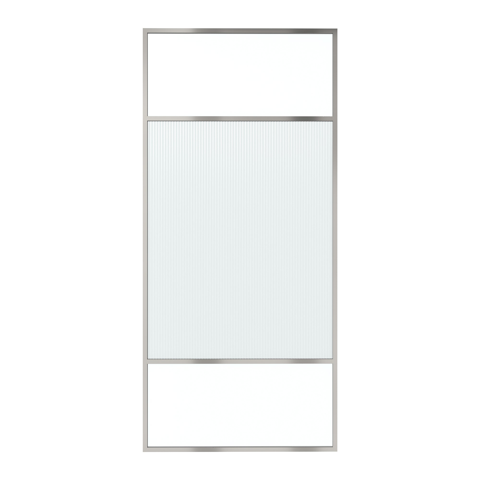 34 in. W x 74 in. H Framed Fixed Shower Door Divide Screen Shower Door with Clear & Fluted Glass