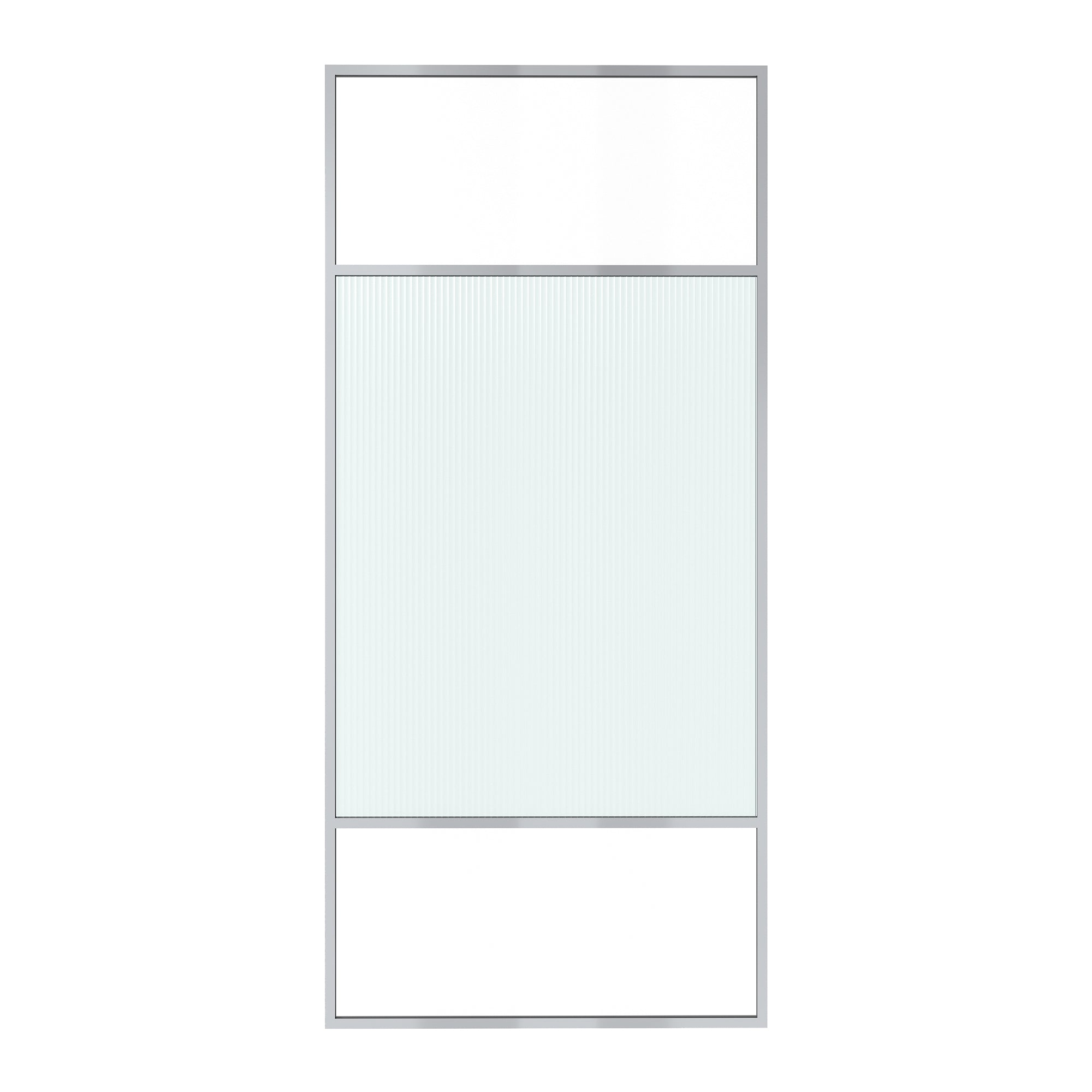34 in. W x 74 in. H Framed Fixed Shower Door Divide Screen Shower Door with Clear & Fluted Glass