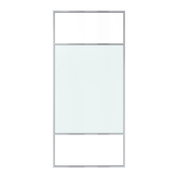 34 in. W x 74 in. H Framed Fixed Shower Door Divide Screen Shower Door with Clear & Fluted Glass