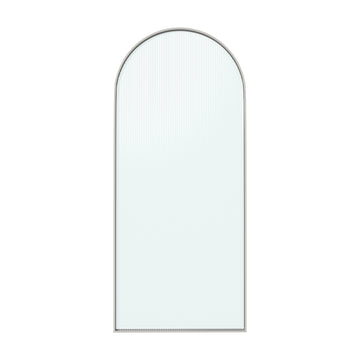 34 in. W x 78 in. H Framed Fixed Shower Door Arched Shower Door with 3/8 in. (10mm) Clear Glass or Fluted Glass