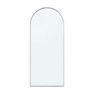 34 in. W x 78 in. H Framed Fixed Shower Door Arched Shower Door with 3/8 in. (10mm) Clear Glass or Fluted Glass