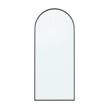 34 in. W x 78 in. H Framed Fixed Shower Door Arched Shower Door with 3/8 in. (10mm) Clear Glass or Fluted Glass