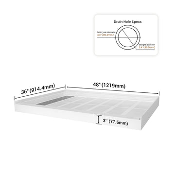 Single Threshold Alcove Solid Surface Shower Pan Base with Drain in White