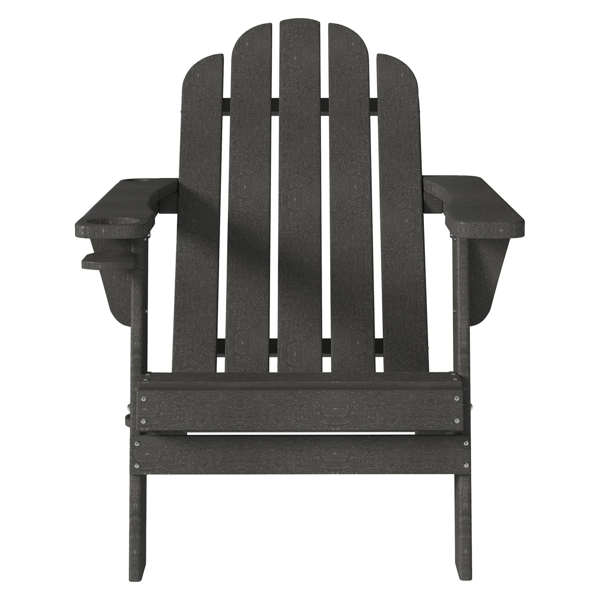 Adirondack Chair Portable Outdoor Chair Patio Chairs with Cup Holder and Umbrella Pole Holder HDPE Weather Resistant for Lawn Porch Garden Backyard Deck, Grey