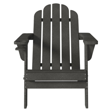 Adirondack Chair Portable Outdoor Chair Patio Chairs with Cup Holder and Umbrella Pole Holder HDPE Weather Resistant for Lawn Porch Garden Backyard Deck, Grey