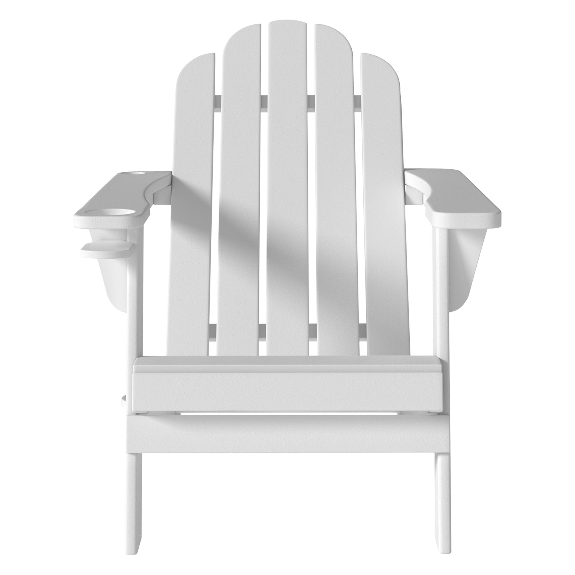 Adirondack Chair Portable Outdoor Chair Patio Chairs with Cup Holder and Umbrella Pole Holder HDPE Weather Resistant for Lawn Porch Garden Backyard Deck, White