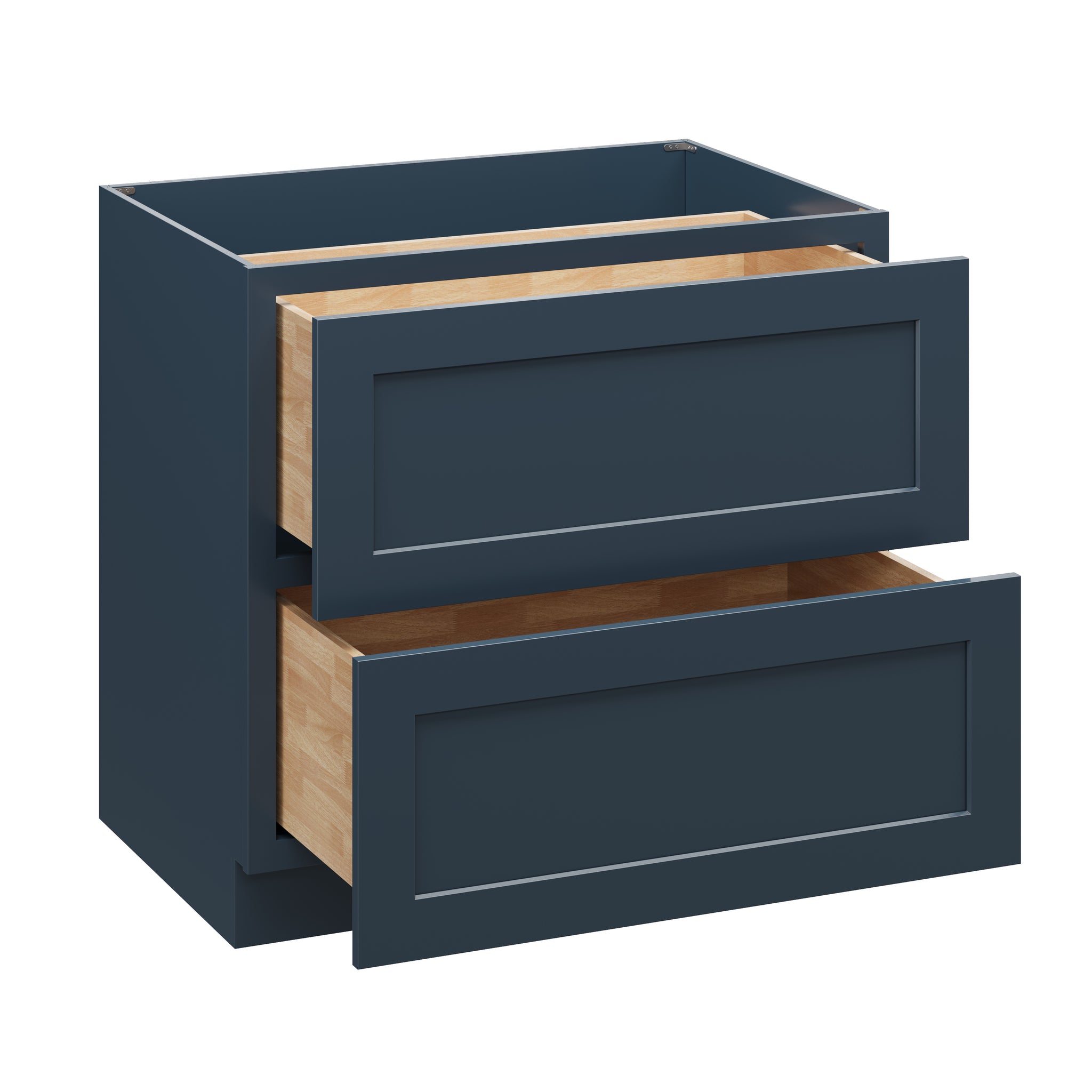 36 Inch 2 Drawer Base Cabinet with Soft Close Drawers and Solid Wood Frame