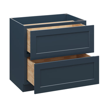 36 Inch 2 Drawer Base Cabinet with Soft Close Drawers and Solid Wood Frame