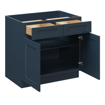 36 Inch Base Cabinet with Full Overlay HDF Doors and Soft Close Drawers