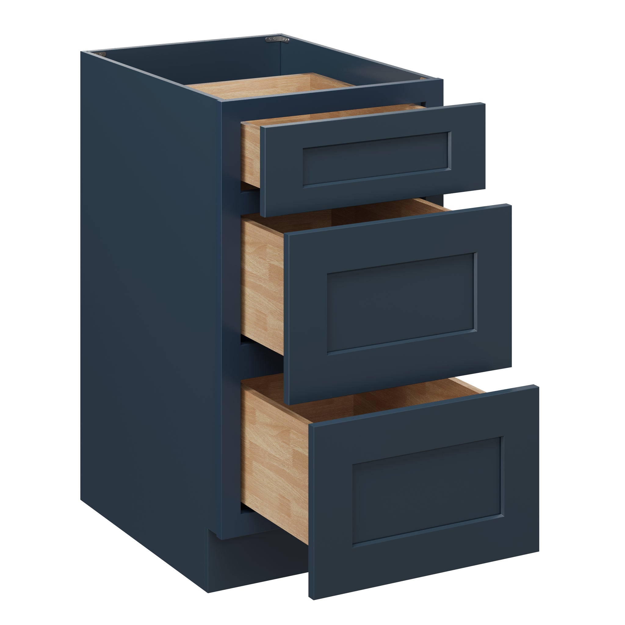 18 Inch 3 Drawer Kitchen Base Cabinet with Full Overlay and Soft Close Drawers