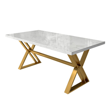 70.8¡± Marble Dining Table with Stainless Steel Legs