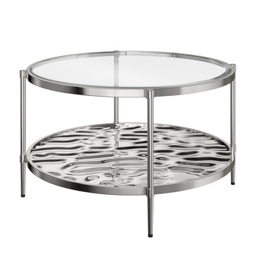 31.5¡± Round 2-Tier Stainless Steel Coffee Table