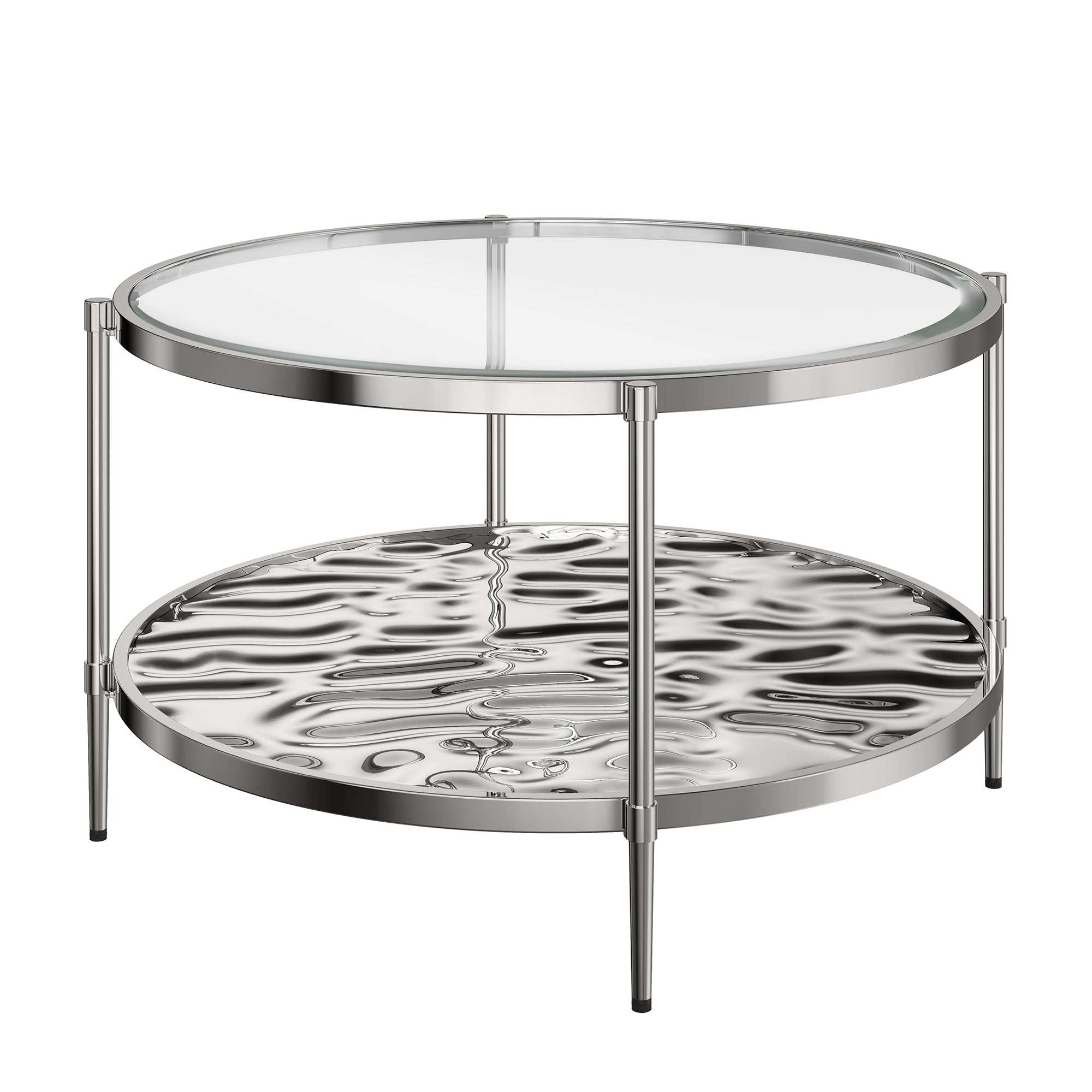 31.5¡± Round 2-Tier Stainless Steel Coffee Table