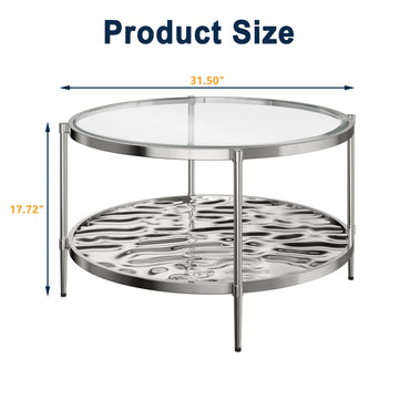 31.5¡± Round 2-Tier Stainless Steel Coffee Table