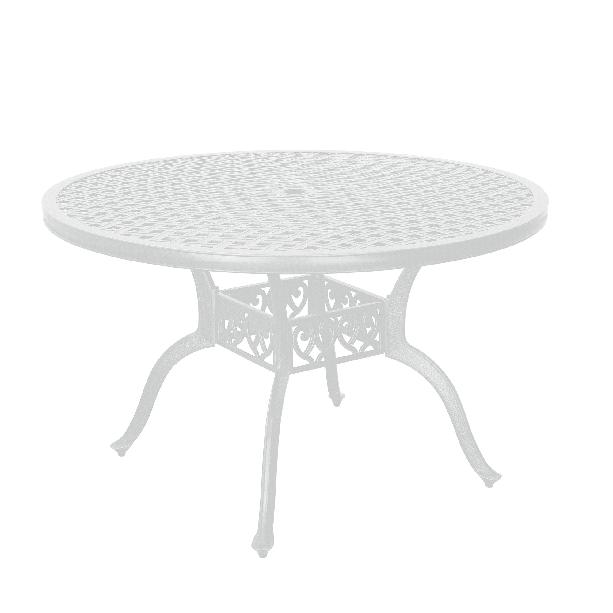 47 Inches Outdoor Dining Table Cast Aluminium Round Table Patio Dining Table with Umbrella Hole All Weather Outdoor Bistro Table for Backyard Garden Patio, White