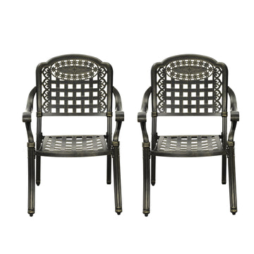 Patio Chairs set of 2 Cast Aluminum Patio Furniture Outdoor Patio Chairs Metal Patio Chairs Garden Chair for Indoor Outdoor Bistro Chairs for Balcony Porch Backyard Garden, Bronze