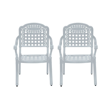 Patio Chairs set of 2 Cast Aluminum Patio Furniture Outdoor Patio Chairs Metal Patio Chairs Garden Chair for Indoor Outdoor Bistro Chairs for Balcony Porch Backyard Garden, White