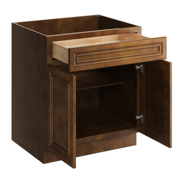 30 Inch Base Cabinet with Full Overlay Doors and Soft Close Hardware