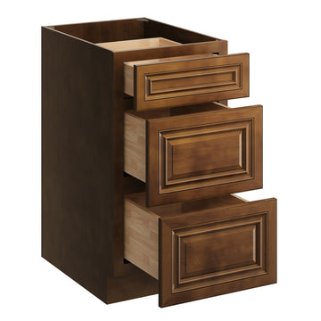 18 Inch 3 Drawer Kitchen Base Cabinet with Full Overlay and Soft Close Drawers