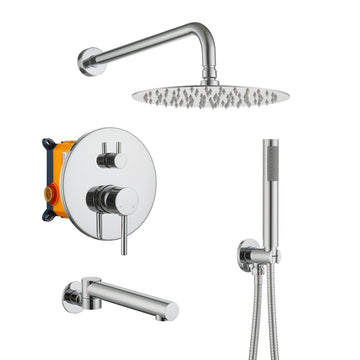Wall Mount 10 in. Single Handle 1-Spray Tub and Shower Faucet 1.8 GPM in. Matte Black S2 Pressure Balance Valve Included