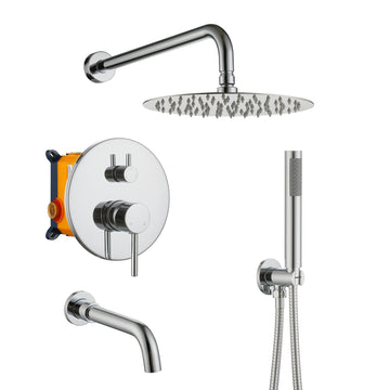 Wall Mount 10 in. Single Handle 1-Spray Tub and Shower Faucet 1.8 GPM in. Matte Black S1 Pressure Balance Valve Included
