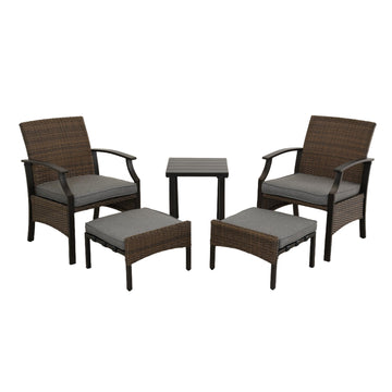 Wicker Coated Detachable Chat Set - 5 Pieces