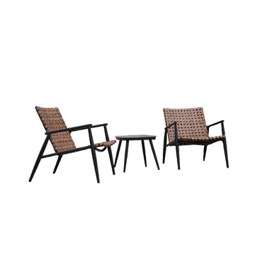 All-Aluminum Detachable Wide Wicker Frog Chair Set - 3 Pieces