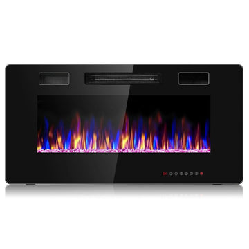 36 in. Recessed Ultra Thin Wall Mounted Electric Fireplace in Black