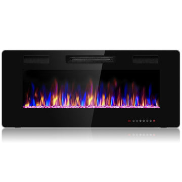 42 in. Recessed Ultra Thin Wall Mounted Electric Fireplace in Black