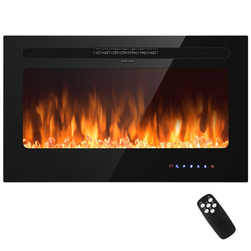 36 in. Wall Mounted with Multi-Color Flame Electric Fireplace in Black