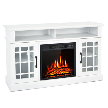 48 in. Freestanding Electric Fireplace TV Stand with 18 in. Fireplace Insert Fits TVs up to 55 in. in White