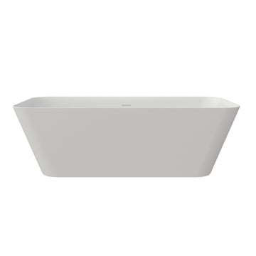 67 Inch Matte White Solid Surface Freestanding Soaking Bathtub