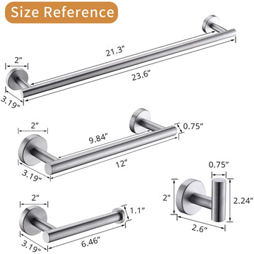 4 Piece Bath Hardware Set with Towel Bar Robe Hook Toilet Paper Holder and Hand Towel Holder in Brushed Nickel