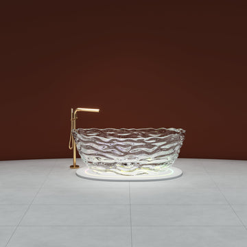 69 Inch Oval Transparent Resin Modern Style Freestanding Bathtub Soaking Tub