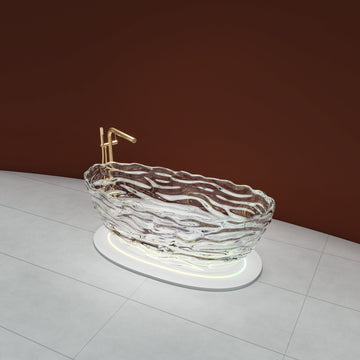69 Inch Oval Transparent Resin Modern Style Freestanding Bathtub Soaking Tub