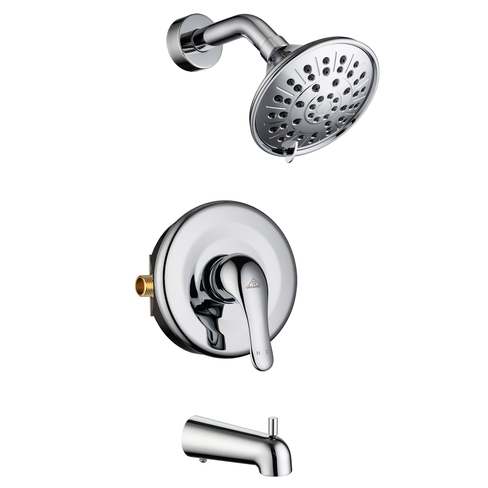 Bathtub Faucet Set, Shower System with Tub Spout 4.84 Inch 3-Spray Bathroom Shower Head, Single-Handle Shower Valve and Trim Kit, Chrome