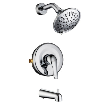 Bathtub Faucet Set, Shower System with Tub Spout 4.84 Inch 3-Spray Bathroom Shower Head, Single-Handle Shower Valve and Trim Kit, Chrome