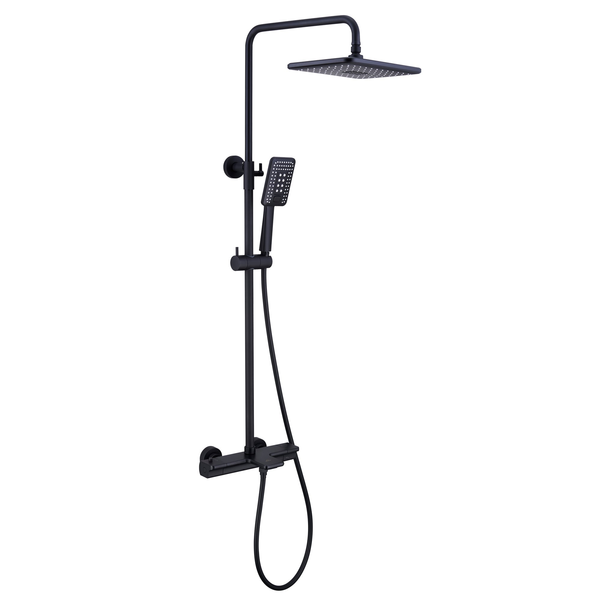 Thermostatic rain shower faucet Exposed Wall Mount Handheld Shower Set, Matte Black