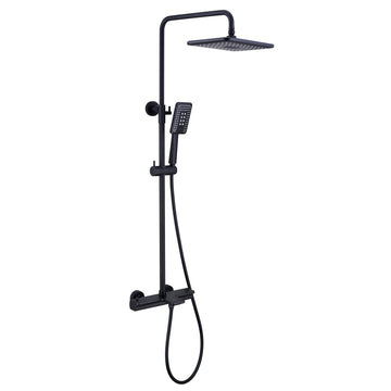 Thermostatic rain shower faucet Exposed Wall Mount Handheld Shower Set, Matte Black