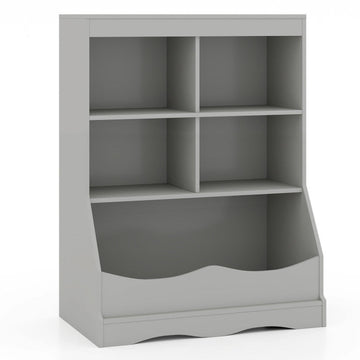 3-Tier Gray Children's Multi-Functional Durable Bookcase Toy Storage Bin Floor Cabinet