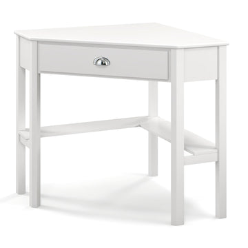 White Corner Wooden Laptop Desk with Storage
