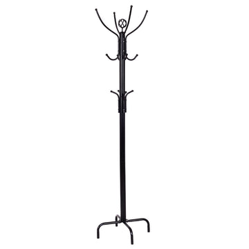 12-Hook Black Metal Coat Rack Sturdy and Space-Saving Organizer