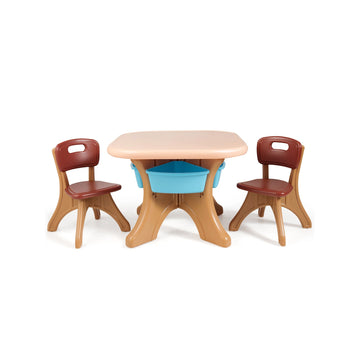 Brown Kids Activity Table and Chair Set with Storage
