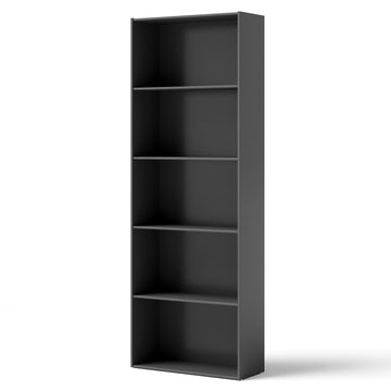 5-Shelf Multi-Functional Wood Bookcase for Home Office in Black