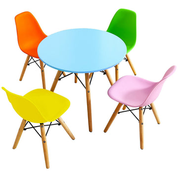 5 Pieces Kid Colorful Activity Set with 4 Armless Chairs